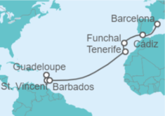 Itinerario del Crucero Barbados, España, Portugal - Costa Cruceros