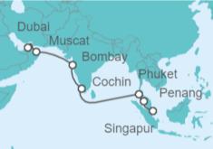 Itinerario del Crucero Emiratos Arabes, Omán, India, Tailandia, Malasia, Singapur - Royal Caribbean