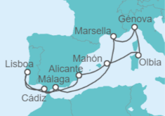Itinerario del Crucero Francia, España, Portugal, Italia - MSC Cruceros
