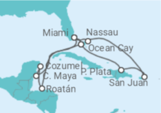 Itinerario del Crucero Puerto Rico, Bahamas, USA, México, Honduras - MSC Cruceros