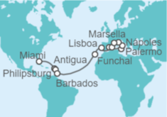 Itinerario del Crucero desde Miami a Marsella (Francia) - MSC Cruceros