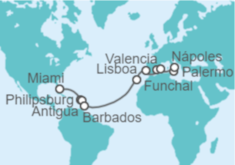 Itinerario del Crucero Saint Maarten, Antigua Y Barbuda, Barbados, Portugal, España, Italia - MSC Cruceros