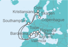 Itinerario del Crucero España, Francia, Italia, Reino Unido, Noruega, Dinamarca - Princess Cruises