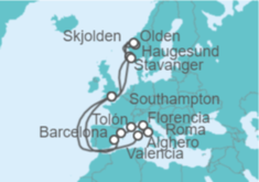 Itinerario del Crucero Noruega, Reino Unido, España, Francia, Italia - Princess Cruises