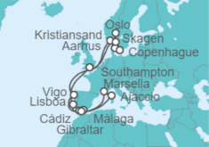 Itinerario del Crucero Noruega, Dinamarca, Reino Unido, España, Francia, Gibraltar, Portugal - Princess Cruises