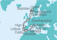 Itinerario del Crucero España, Francia, Gibraltar, Portugal, Reino Unido, Noruega - Princess Cruises