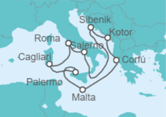 Itinerario del Crucero Italia, Malta, Grecia, Montenegro - Princess Cruises