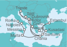 Itinerario del Crucero desde Civitavecchia (Roma) a Atenas (Grecia) - Princess Cruises