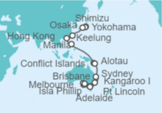 Itinerario del Crucero desde Yokohama a Adelaida (Australia) - Princess Cruises