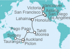 Itinerario del Crucero desde Vancouver (Canadá) a Sydney (Australia) - Princess Cruises