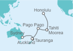 Itinerario del Crucero Nueva Zelanda, Samoa Americana, Polinesia Francesa - Princess Cruises