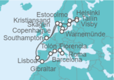 Itinerario del Crucero desde Civitavecchia (Roma) a Southampton (Londres) - Princess Cruises