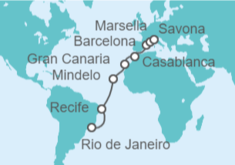 Itinerario del Crucero Brasil, Cabo Verde, España, Marruecos, Francia - Costa Cruceros