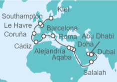 Itinerario del Crucero desde Dubai (EAU) a Kiel (Alemania) - MSC Cruceros