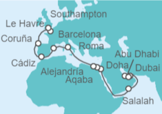 Itinerario del Crucero desde Dubai (EAU) a Southampton (Londres) - MSC Cruceros