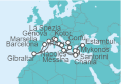 Itinerario del Crucero Gibraltar, Francia, Italia, Grecia, Turquía, Montenegro - Princess Cruises