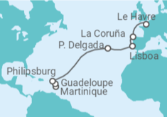Itinerario del Crucero Guadalupe, Saint Maarten, Portugal, España - MSC Cruceros
