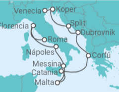 Itinerario del Crucero desde Civitavecchia (Roma) a Venecia - Norwegian Cruise Line