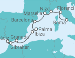 Itinerario del Crucero desde Civitavecchia (Roma) a Porto (Disembark), Óbidos, Transfer to Lisbon - Norwegian Cruise Line