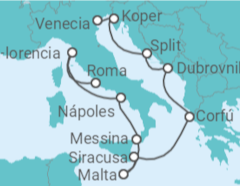 Itinerario del Crucero desde Civitavecchia (Roma) a Venecia - Norwegian Cruise Line