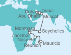 Itinerario del Crucero desde Doha (Qatar) a Port Louis (Mauricio) - Norwegian Cruise Line