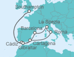 Itinerario del Crucero España, Italia, Gibraltar - Cunard