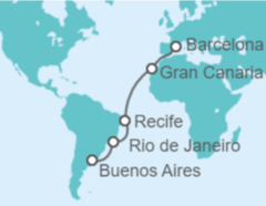 Itinerario del Crucero Brasil, España - Costa Cruceros