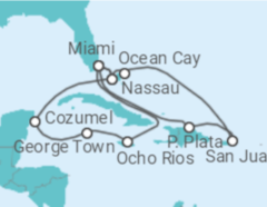 Itinerario del Crucero Puerto Rico, Bahamas, USA, Jamaica, Islas Caimán, México TI - MSC Cruceros
