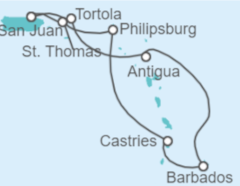 Itinerario del Crucero Islas Vírgenes - Reino Unido, Antigua Y Barbuda, Barbados, Santa Lucía, Saint Maarten, Islas Vírg... - Norwegian Cruise Line
