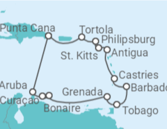 Itinerario del Crucero Aruba, Curaçao, Barbados, Santa Lucía, Antigua Y Barbuda, Saint Maarten, Islas Vírgenes - Reino U... - Norwegian Cruise Line