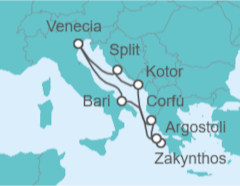 Itinerario del Crucero Italia, Grecia, Montenegro, Croacia - Costa Cruceros