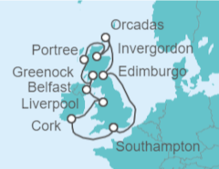 Itinerario del Crucero Reino Unido, Irlanda - Cunard