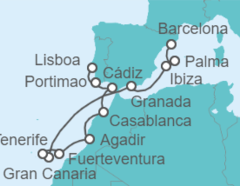 Itinerario del Crucero desde Barcelona (España) a Lisboa - Norwegian Cruise Line
