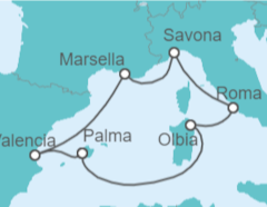 Itinerario del Crucero Italia, España, Francia - Costa Cruceros