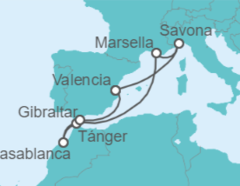 Itinerario del Crucero Francia, Marruecos, Gibraltar, España - Costa Cruceros