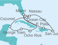 Itinerario del Crucero Jamaica, Islas Caimán, México, USA, Puerto Rico, Bahamas - MSC Cruceros
