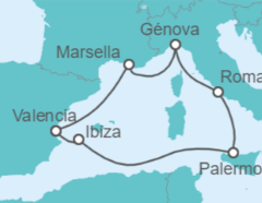 Itinerario del Crucero Italia, España, Francia - MSC Cruceros
