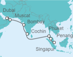 Itinerario del Crucero Emiratos Arabes, Omán, India, Tailandia, Malasia, Singapur - Royal Caribbean