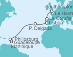 Itinerario del Crucero Guadalupe, Saint Maarten, Portugal, España, Francia - MSC Cruceros