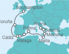 Itinerario del Crucero España, Malta, Italia - Princess Cruises