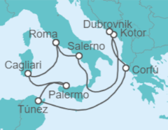 Itinerario del Crucero Italia, Túnez, Grecia, Montenegro, Croacia - Princess Cruises