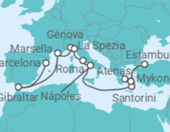 Itinerario del Crucero desde Barcelona (España) a Atenas (Grecia) - Princess Cruises