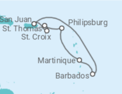 Itinerario del Crucero Islas Vírgenes - Eeuu, Saint Maarten, Martinica, Barbados - Royal Caribbean