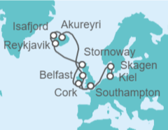 Itinerario del Crucero desde Kiel (Alemania) a Southampton (Londres) - Cunard