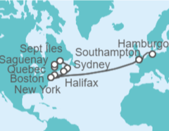 Itinerario del Crucero desde Southampton (Londres) a Hamburgo (Alemania) - Cunard
