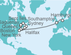 Itinerario del Crucero desde Nueva York (EEUU) a Hamburgo (Alemania) - Cunard