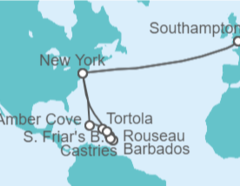Itinerario del Crucero USA, Islas Vírgenes - Reino Unido, Barbados, Santa Lucía - Cunard