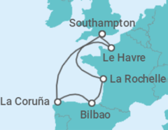 Itinerario del Crucero España, Francia - MSC Cruceros