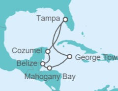 Itinerario del Crucero Islas Caimán, Belice, México - Carnival
