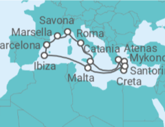Itinerario del Crucero Italia, Grecia, Malta, España, Francia - Costa Cruceros